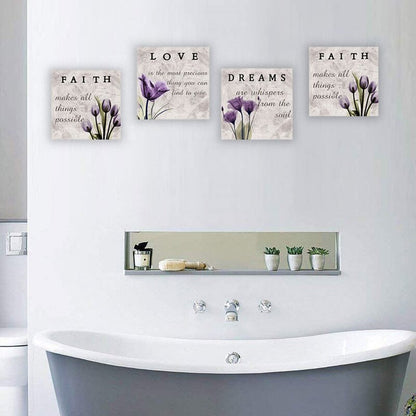 Stunning Purple Tulip Wall Art Set for Elegant Bathroom Decor