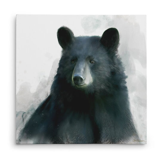 Majestic Black Bear in Tranquil Watercolor Style Oil Painting Decor