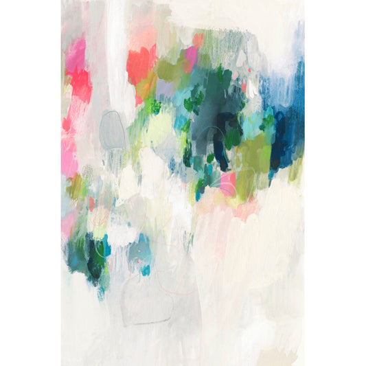 Vibrant Raspberry and Teal Abstract Oil Painting