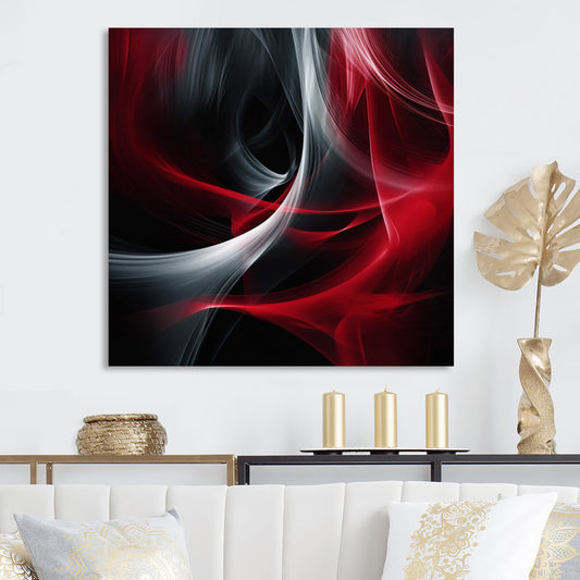 Dynamic Red and Black Abstract Oil Painting for Modern Decor