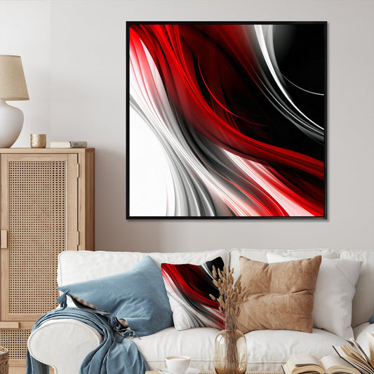 Dynamic Red and Black Abstract Oil Painting for Modern Home Decor