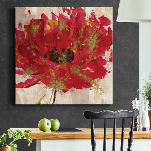 Vibrant Abstract Red Floral Oil Painting for Bold Home Decor
