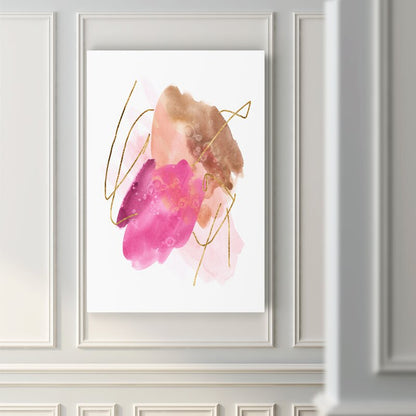 Elegant Abstract Rose Painting with Gold Accents for Home Decor