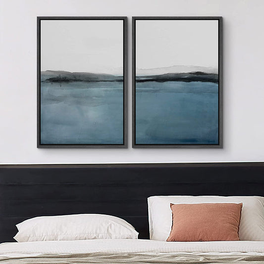 Blue Pastel Landscape Abstract Art Print for Modern Home Decor, Bohemian Style Wall Art