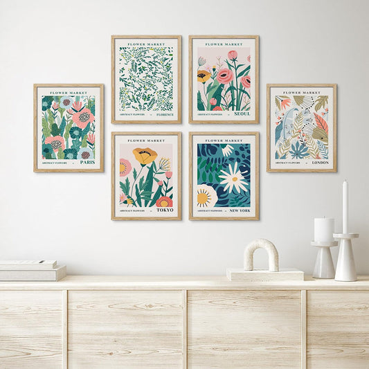 Flower Market Floral Prints Set - Vintage Botanical Wall Art for Home Décor