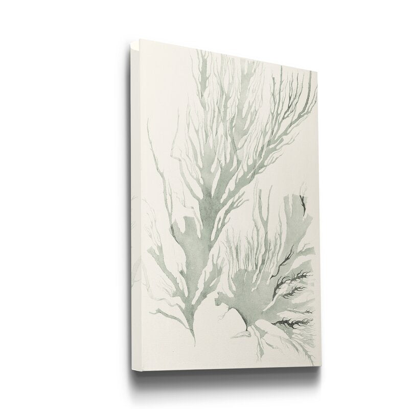 Serene Sage Green Seaweed Abstract Oil Painting for Modern Home Decor