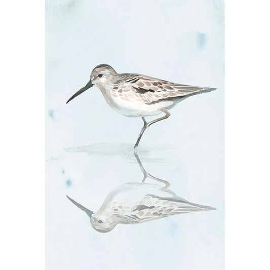 Beautiful Sandpiper Reflection Oil Painting for Coastal Home Décor