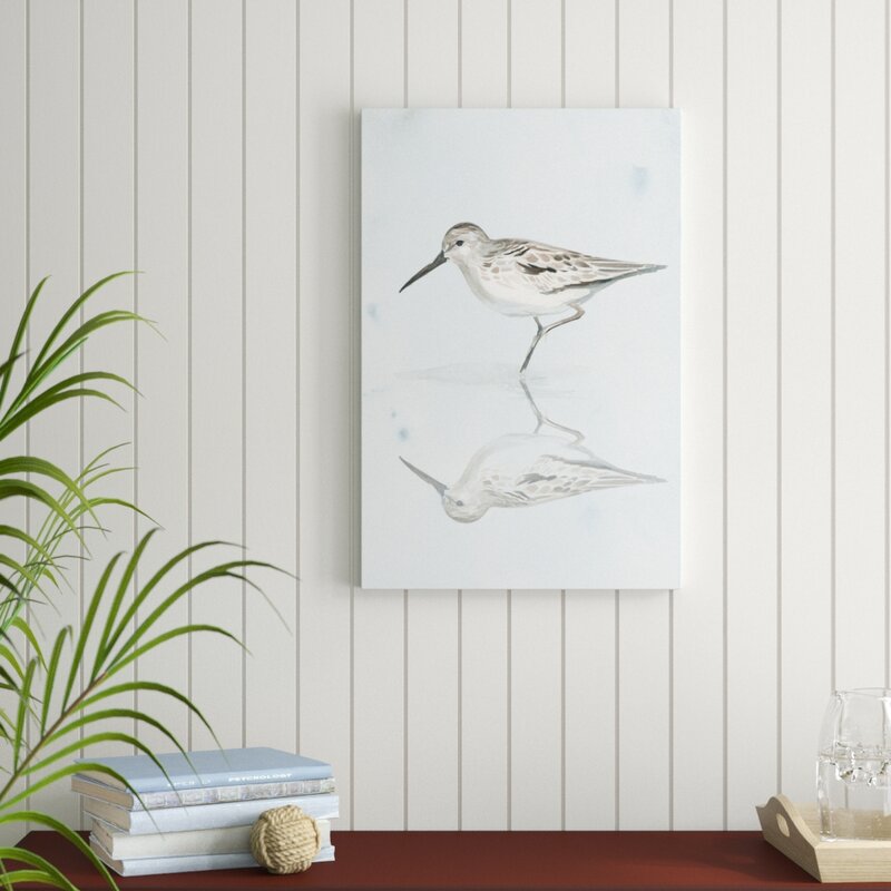 Beautiful Sandpiper Reflection Oil Painting for Coastal Home Décor