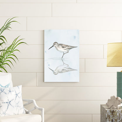 Beautiful Sandpiper Reflection Oil Painting for Coastal Home Décor