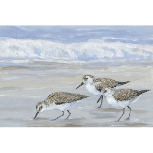 Sandpipers on the Shore - Coastal Landscape Oil Painting Art Print