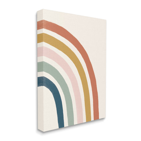 Geometric Rainbow Stripes Abstract Oil Painting for Modern Home Decor