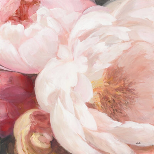 Delicate Peony Blossoms Oil Painting - Soft Pink Floral Artwork for Home Decor
