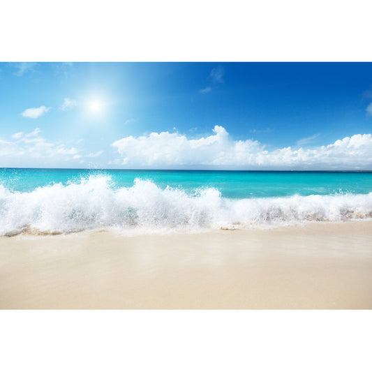 Tropical Ocean Waves and Serenity: A Captivating Oil Painting of Sea and Sand