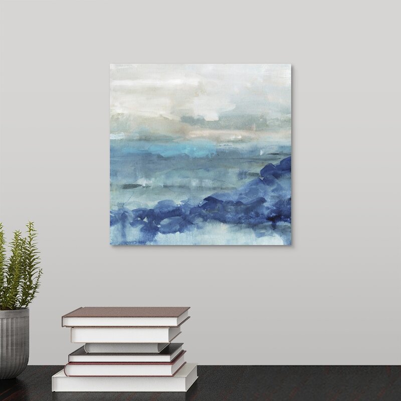 Serene Coastal Waves Abstract Oil Painting