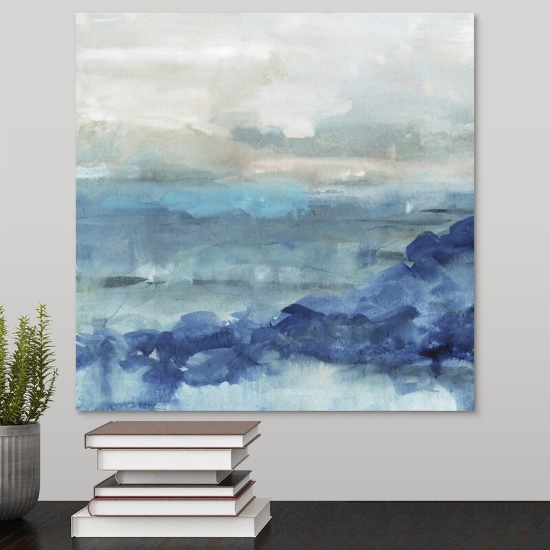 Serene Coastal Waves Abstract Oil Painting