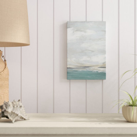 Tranquil Seafoam Landscape Oil Painting for Coastal Home Decor