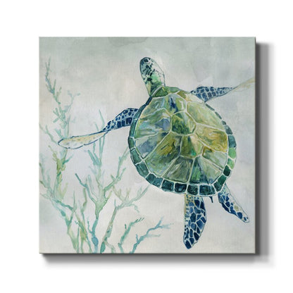 Elegant Sea Turtle Hand-Painted Oil Artwork for Ocean Lovers