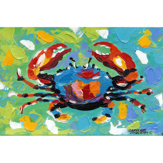 Vibrant Seaside Crab Oil Painting for Beachy Home Decor and Coastal Art Lovers