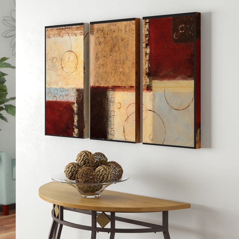 Abstract Oil Painting Triptych in Earthy Tones for Modern Home Decor