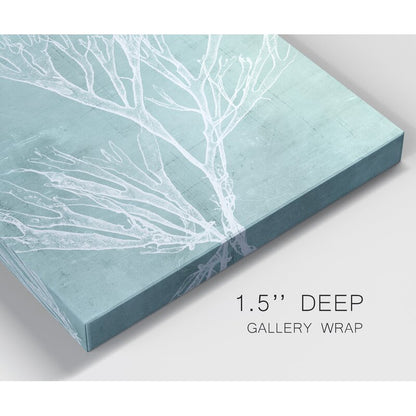 Elegant Seaweed Art on Aqua Background for Coastal Home Decor