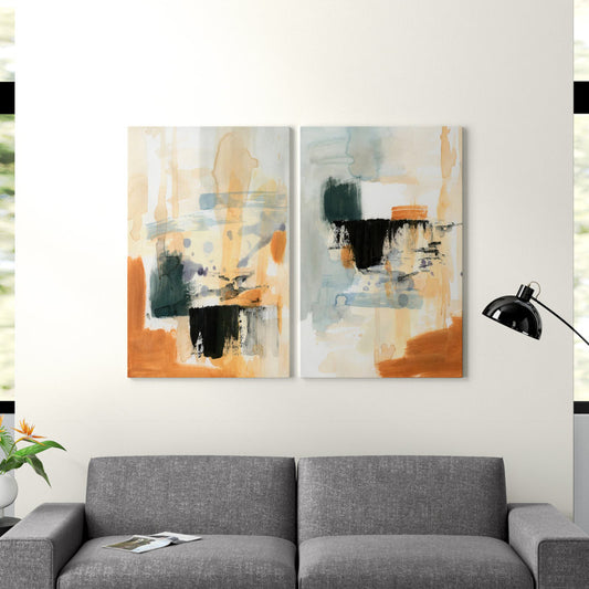 Abstract Oil Painting Set in Earthy Tones for Modern Home Decor