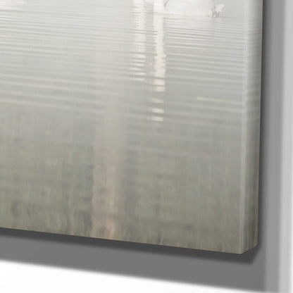 Elegant Swans Gliding through Misty Waters - Serene Oil Painting for Home Décor