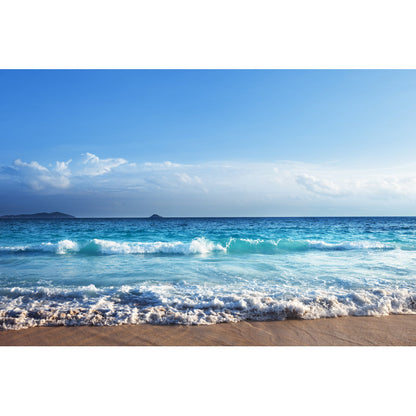 Tropical Paradise: Serene Seychelles Beach Oil Painting for Coastal Decor