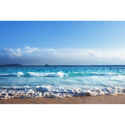 Tropical Paradise: Serene Seychelles Beach Oil Painting for Coastal Decor