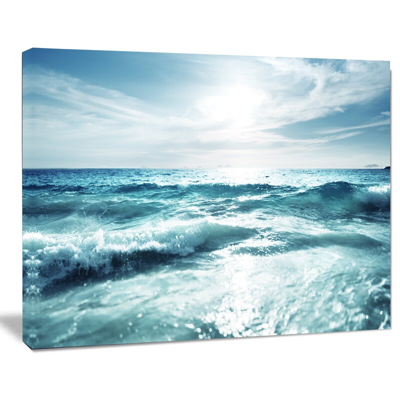 Serene Sunset Over Seychelles Beach - Beautiful Ocean Waves Art