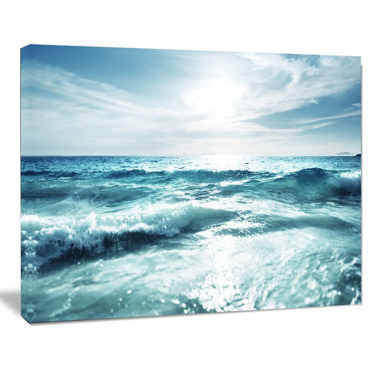 Serene Sunset Over Seychelles Beach - Beautiful Ocean Waves Art