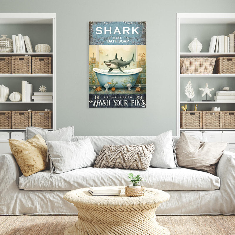 Whimsical Shark Bath Soap Art - Fun Coastal Decor for Home or Beach House