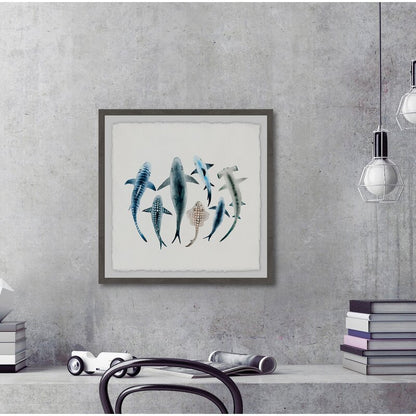 Stunning Ocean Life: Captivating Shark Species Oil Painting for Home Decor
