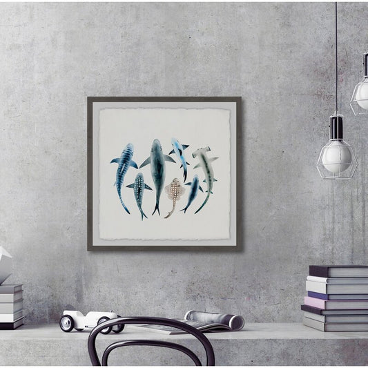 Stunning Ocean Life: Captivating Shark Species Oil Painting for Home Decor