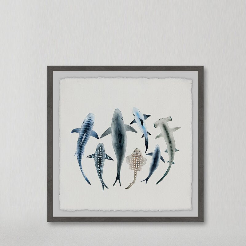 Stunning Ocean Life: Captivating Shark Species Oil Painting for Home Decor