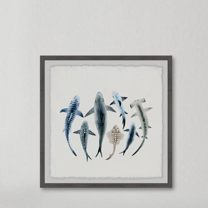 Stunning Ocean Life: Captivating Shark Species Oil Painting for Home Decor