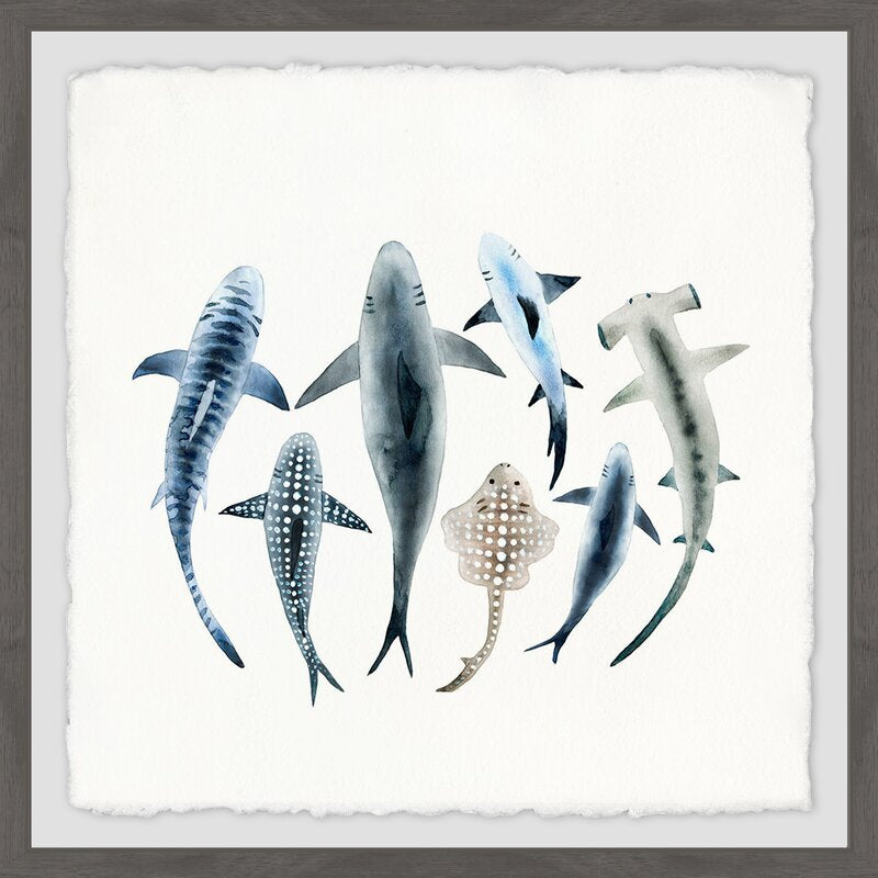 Stunning Ocean Life: Captivating Shark Species Oil Painting for Home Decor