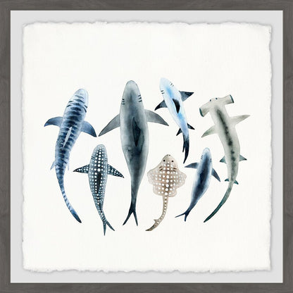 Stunning Ocean Life: Captivating Shark Species Oil Painting for Home Decor