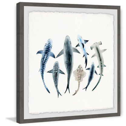 Stunning Ocean Life: Captivating Shark Species Oil Painting for Home Decor
