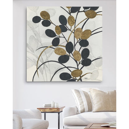 Elegant Black and Gold Olive Tree Abstract Oil Painting for Modern Home Decor