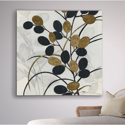 Elegant Black and Gold Olive Tree Abstract Oil Painting for Modern Home Decor