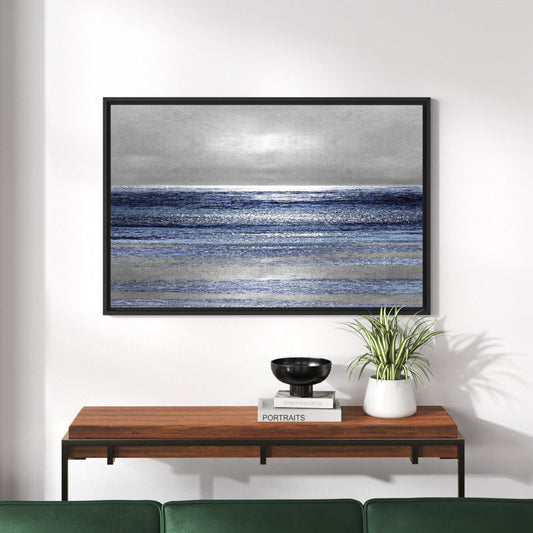 Serene Silver Seascape Oil Painting for Coastal Home Decor