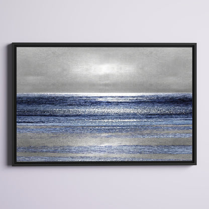 Serene Silver Seascape Oil Painting for Coastal Home Decor