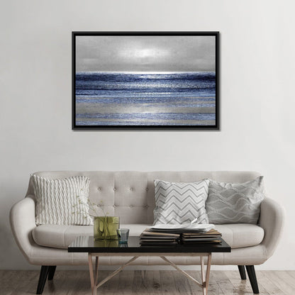 Serene Silver Seascape Oil Painting for Coastal Home Decor