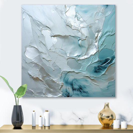 Elegant Silver Abstract Oil Painting with Shimmering Texture for Modern Home Decor