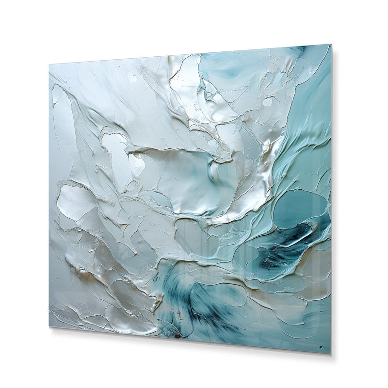 Elegant Silver Abstract Oil Painting with Shimmering Texture for Modern Home Decor