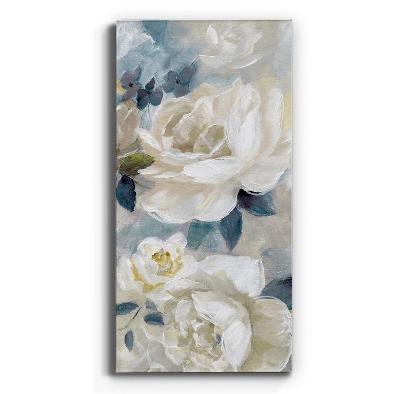 Elegant Floral Oil Painting in Soft Pastels for Home Decor