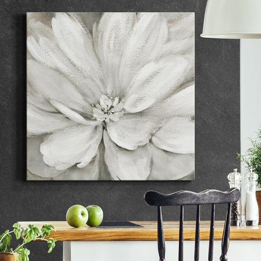 Elegant White Flower Oil Painting for Soft, Serene Home Decor