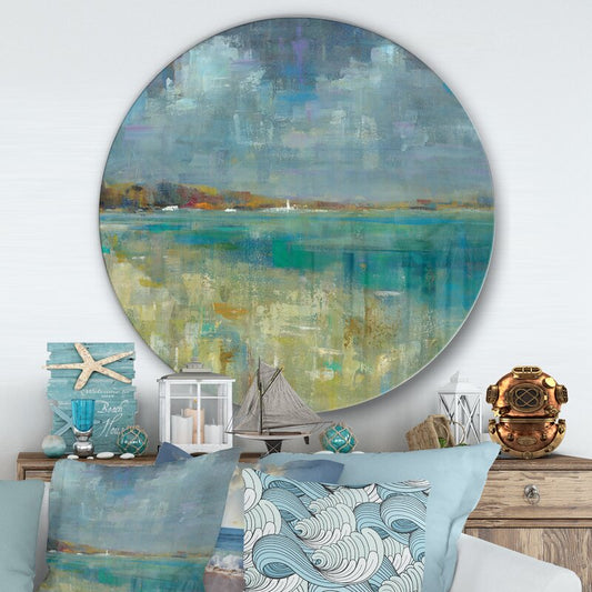 Serene Sky and Sea Coastal Oil Painting for Tranquil Home Decor
