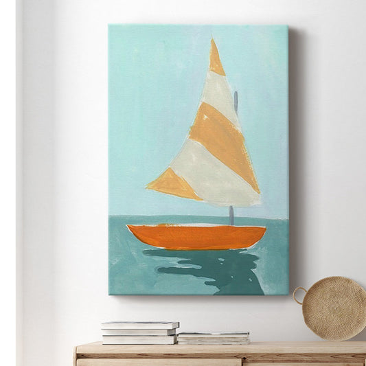 Vibrant Sailing Scene on Tranquil Waters - Colorful Oil Painting for Coastal D√©cor