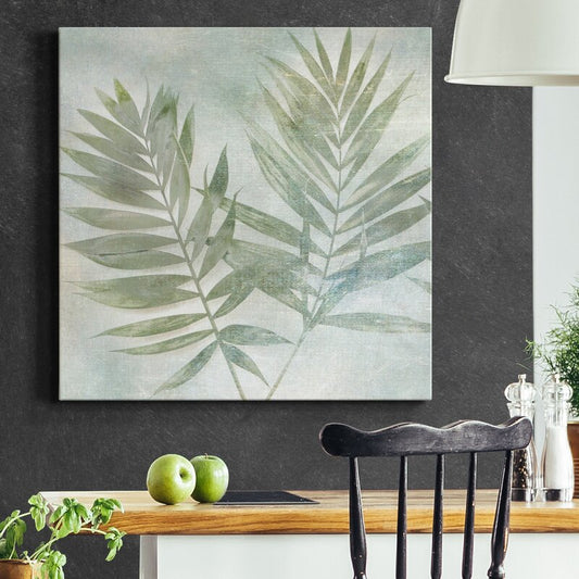 Serene Green Leaves Abstract Oil Painting for Modern Home Decor